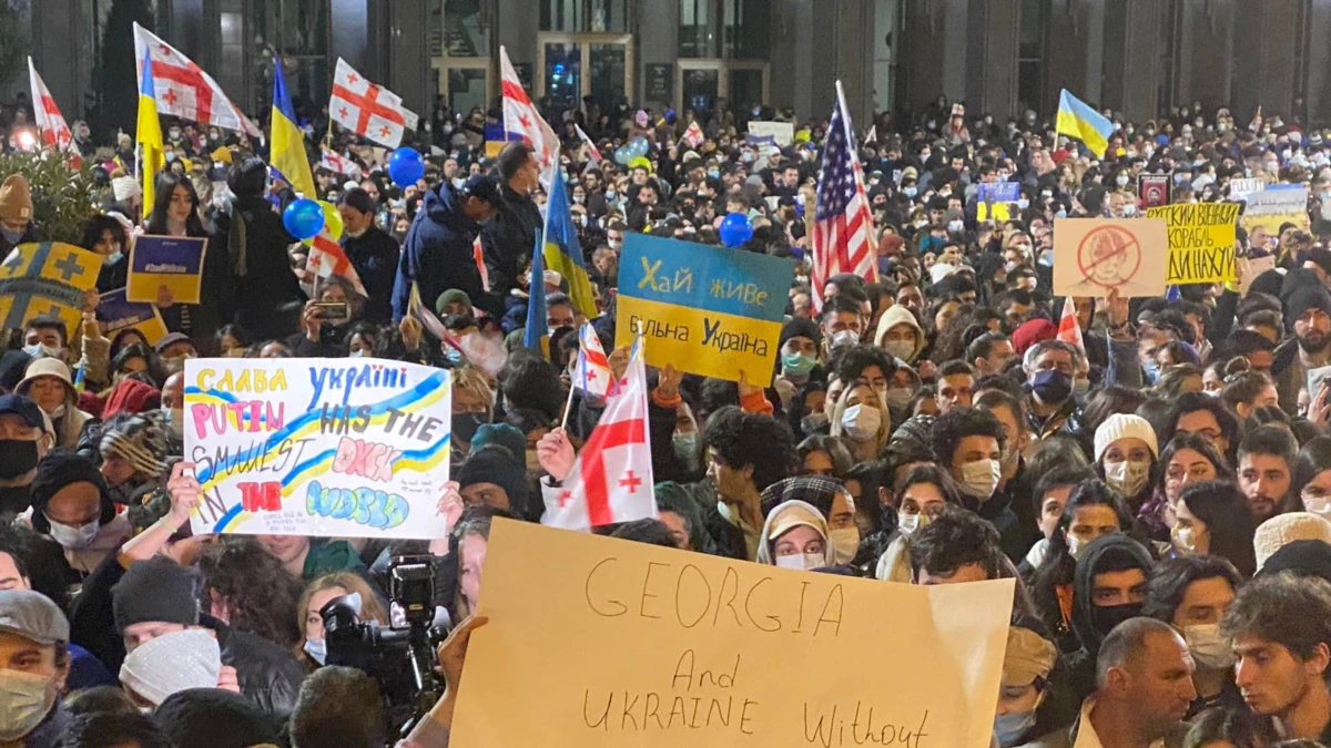 Митинги в поддержку украины. Митинг в Грузии в поддержку Украины. Митинг против России в Грузии. Демонстрации в Грузии против русских.